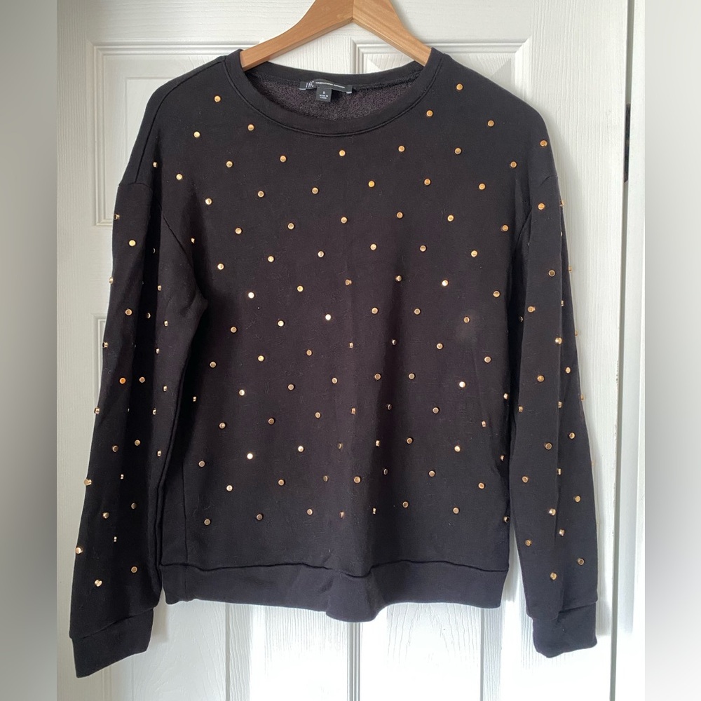 INC International Concepts Black Gold Studded Women's Sweater - Sz S